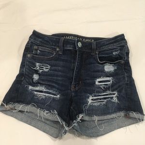 Dark blue denim shorts